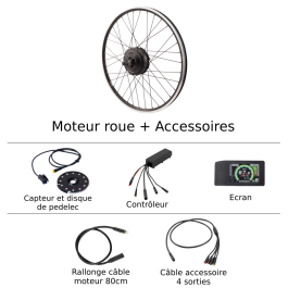 Kit moteur roue arrière 36v 500w vélo électrique 2021