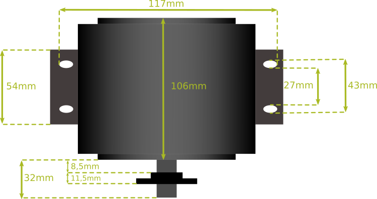 Dimension fixation moteur BLT 500 Dimension fixation moteur BLT 500