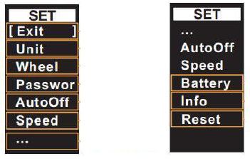 Menu paramétrage kit vélo électrique